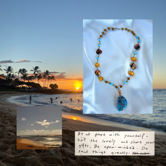 Kauai Hawaii sunset inspired necklace. Handmade